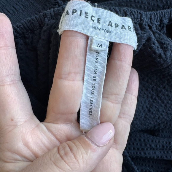 APIECE APART Marta One Shoulder Maxi Dress Navy Blue Medium Knit Gauzy Puff - Picture 9 of 13